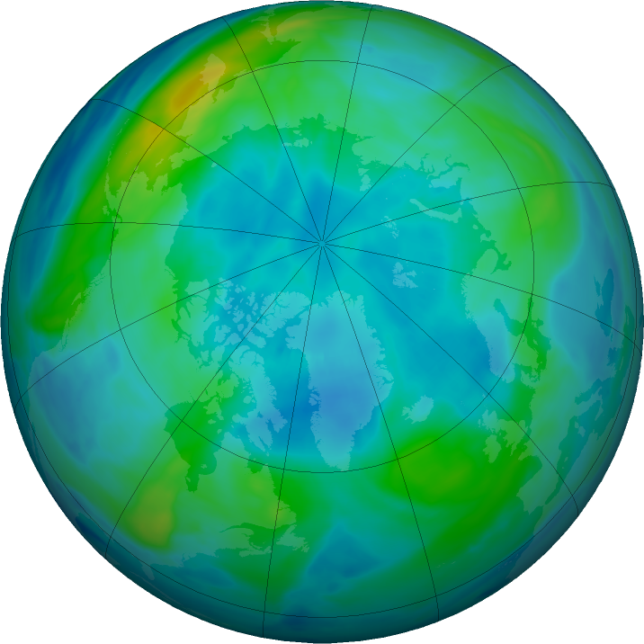 Arctic ozone map for 16 October 2019